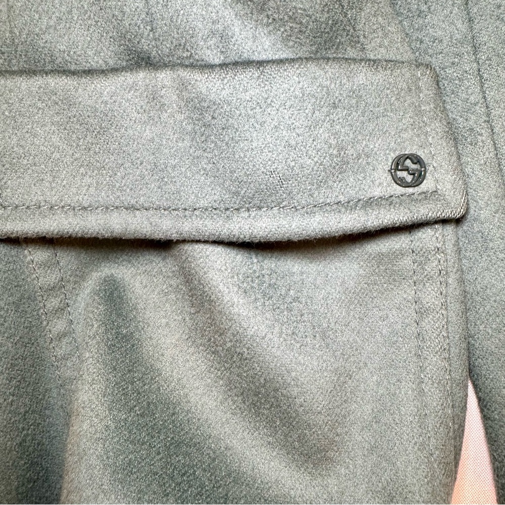 Rare Gucci Double Breasted Teal Virgin Wool Coat W Leopard Mink Collar, Sz 42 - Picture 6 of 14